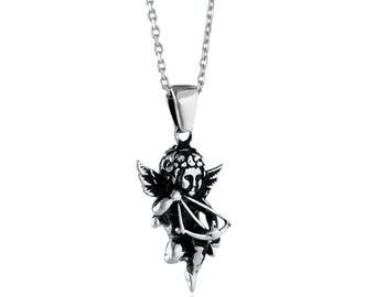 Collana Cupido in argento sterling, ciondolo angelo vintage
