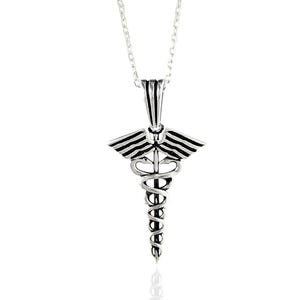925 Sterling Silver Caduceus Necklace – Medical Symbol Necklace for Doctors, Nurses and Healthcare Workers, Gift for healthcare workers