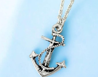 Sterling Silver Anchor Necklace – Nautical Unisex Jewelry