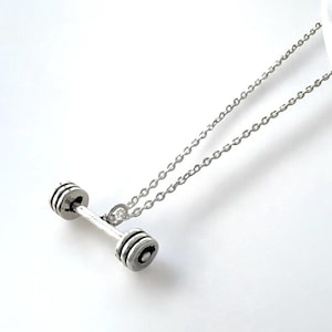925 Silver Barbell Pendant – Fitness and Gym Lover Jewelry for Weightlifters and Athletes- silver sports jewelry- Gym jewelry- Unisex Design