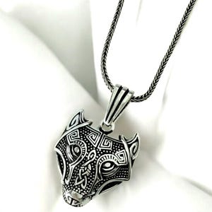 925 Sterling Handmade Viking Wolf Necklace – Norse Spirit Animal Jewelry, Viking Wolf Jewelry, Wolf Head Necklace, Animal Necklace