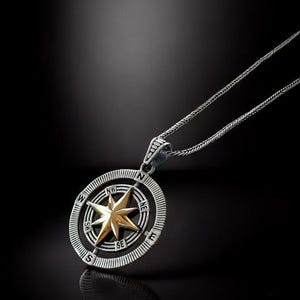925 Silver Compass Necklace - Jewelry for Travelers -Compass Silver Necklace,Compass Necklace,925 Sterling Silver,Gift for Men,Birthday Gift