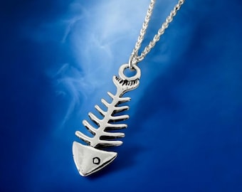 925 Sterling Silver Fish Skeleton Necklace - Fishbone Necklace, Sailor Necklace,Ocean Jewelry,Fisherman Gift, Unisex, Fishbone Necklace Gift