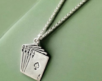 ハートポーカーチャーム　5個 スターリングシルバー ロイヤル フラッシュ オブ ハート ポーカー
