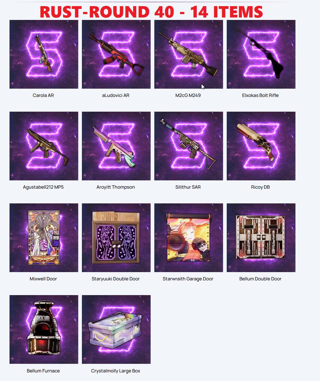 RUST - Twitch Drop - 40 ROUND - 14/14 SKINS Steam only