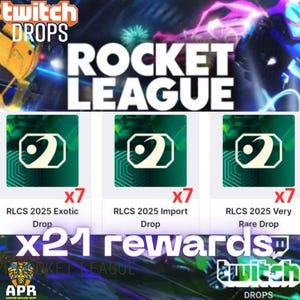 Rocket League Twitch Drops: 21 Items Import x7+Very Rare x7+Exoticx7