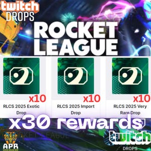 Rocket League Twitch Drops: 30 Gegenstände Import x10+Very Rare x10+Exotischx10