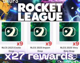 ロケットリーグ Twitch ドロップ: アイテム 27 個 インポート x9 + 非常にレア x9 + エキゾチック x9