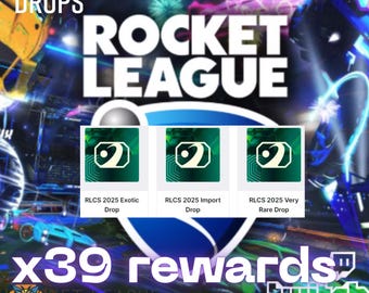 Rocket League Twitch Drops: 39 Items Import x12+Very Rare x16+Exoticx11