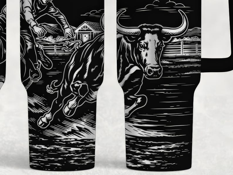 Western Laser SVG 40oz Tumbler Wrap | Rodeo Cowboy Steer Wrestling ...