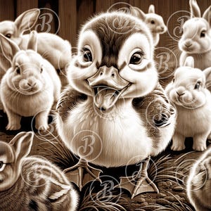 Oster Baby Ente Laser Holz Gravieren PNG, Land Kaninchen Digitale Designdatei, 3D Illusion, Laser bereit, rustikales niedliches entzückendes Frühlingsgeschenk