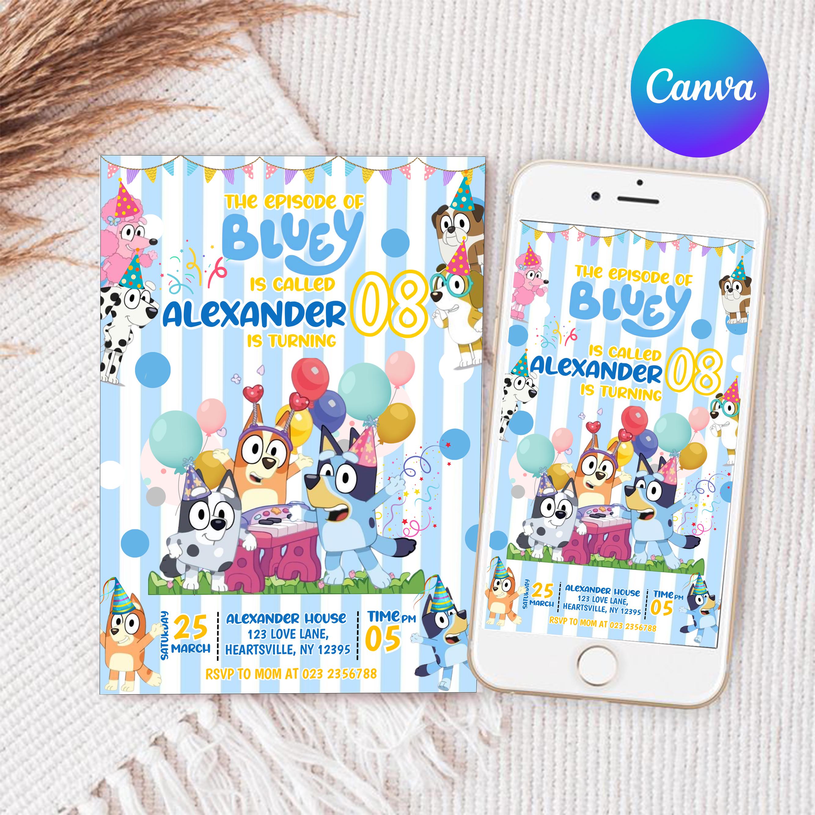 Bluey & Bingo Editable Invite