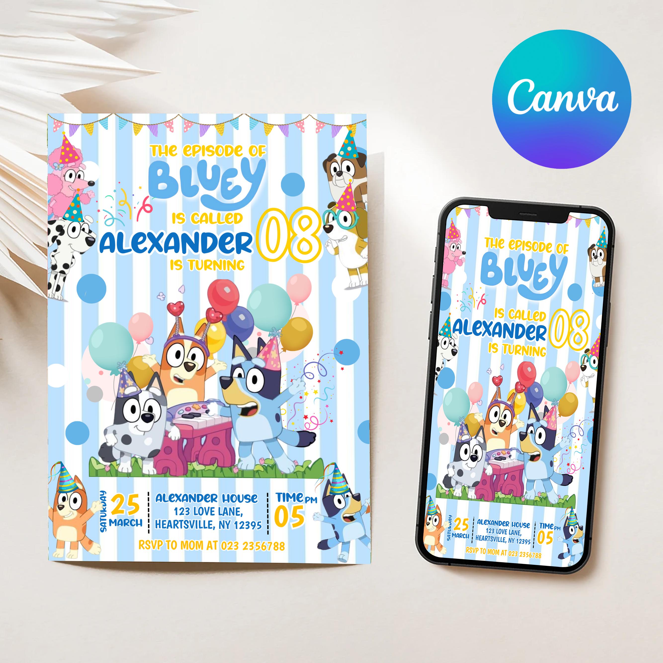 Bluey & Bingo Editable Invite