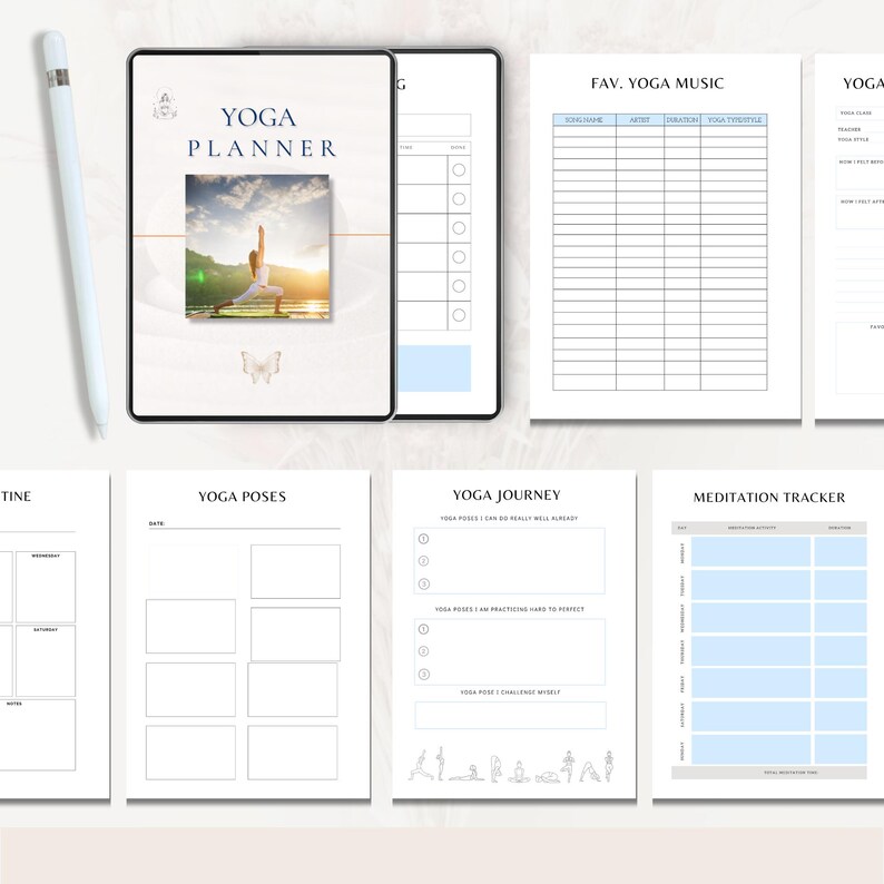 Yoga Planner, Wellness Tracker, Daily Planner, Fitness Journal, Yoga Schedule Book, Fitness ...