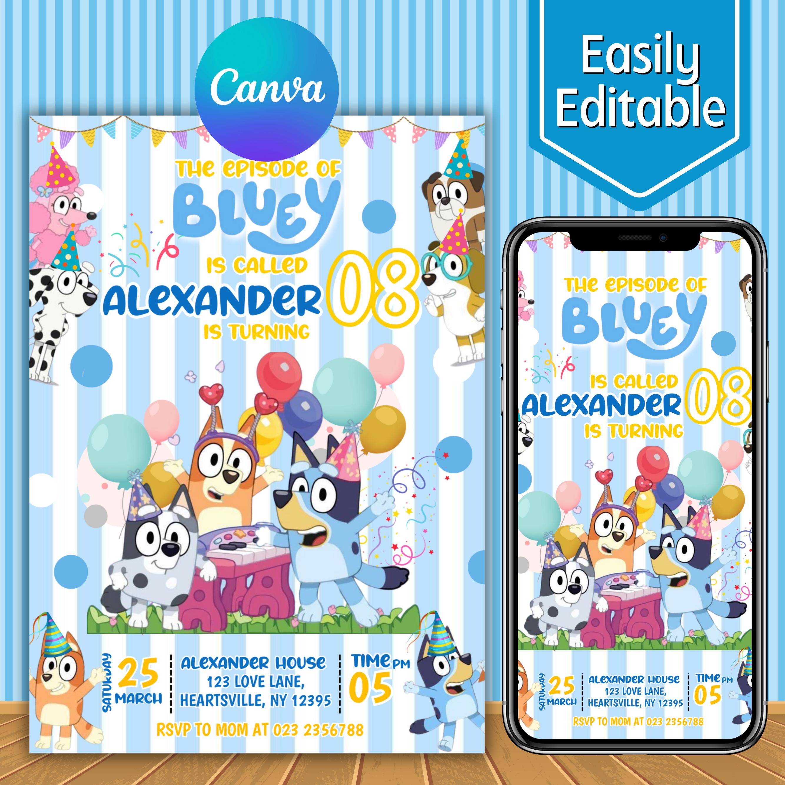Bluey & Bingo Editable Invite