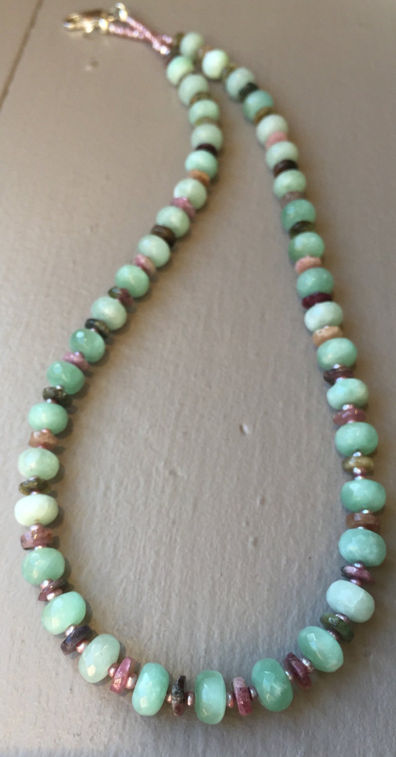 Chrysoprase /& Tourmaline Gemstone Designer Necklace