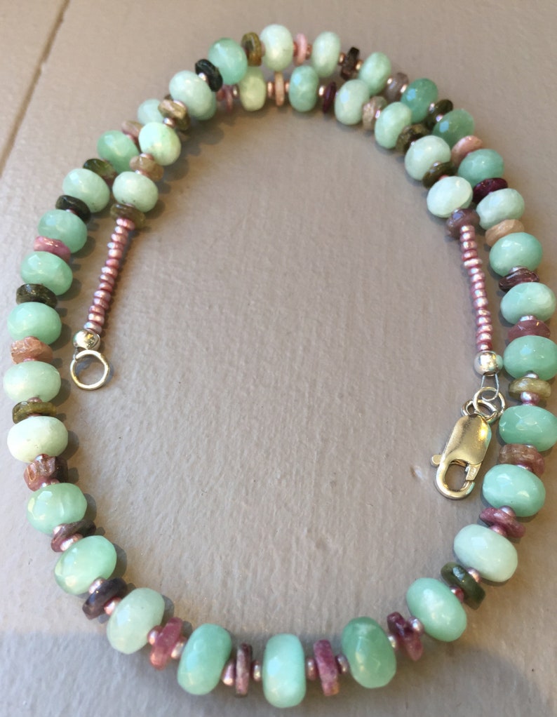 Chrysoprase /& Tourmaline Gemstone Designer Necklace