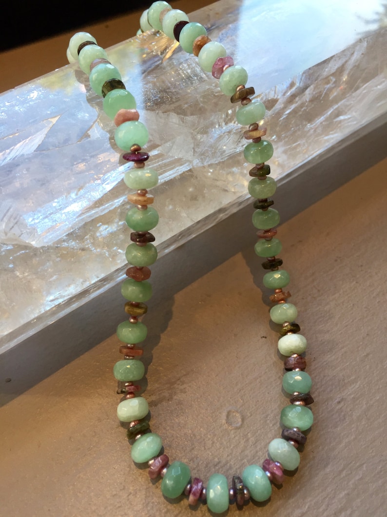 Chrysoprase /& Tourmaline Gemstone Designer Necklace