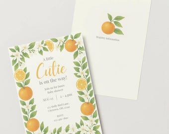 Cutie Orange Baby Shower Invitation | Editable Template