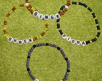 Pulsera de cuentas inspirada en Shrek: joyería de cuento de hadas hecha a mano