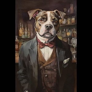 Custom Bartender Dog pet Portrait, Custom Dog Portrait, Pet painting, pet portrait, watercolor pet painting, pet memorial gift Dog Portrait