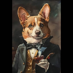 Custom Bartender Dog pet Portrait, Custom Dog Portrait, Pet painting, pet portrait, watercolor pet painting, pet memorial gift Dog Portrait