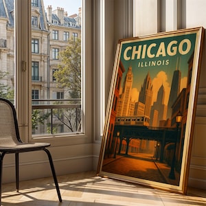 Chicago Wall Art, City Skyline Print, Urban Decor, Chicago Skyline Artwork, City Poster, Home Decor Gift, Digital Print, Digital Poster