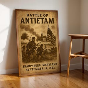 Battle of Antietam Digital Poster, American History, Civil War Art, Military History Decor, Antietam Battlefield Wall Art, PNG File Download