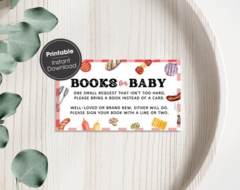 Baby-Q Sprinkle Invite Einlage | Bücher für Baby Anfrage | Sofortdownload | Digitale Datei | Druckbar