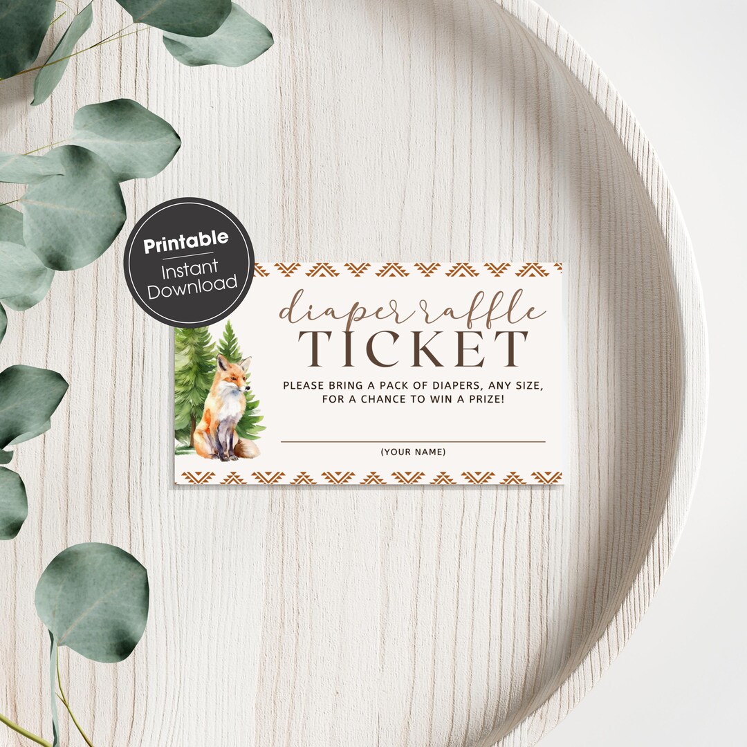 Boho Woodland Baby Shower Invite Insert | Diaper Raffle Ticket ...