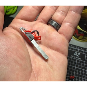 Miniature Chainsaw Model 1/18 Scale; Hand Painted 3D Print