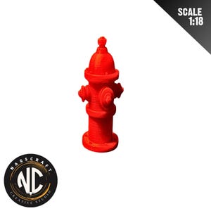 Rode miniatuurbrandkraan, 3D-geprint diorama-accessoire schaal 1 18