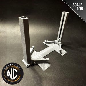 Miniature 1:18 Scale 2-Post Car Lift for Garage Diorama Model by Nagscraft