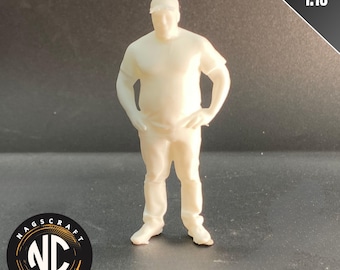 Miniature 1:18 Scale Heavy Set Middle Age Man in Hat Scale Model Diorama by Nagscraft