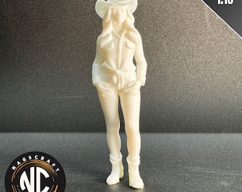 Miniature Figure 1:18 Scale Cowgirl in Boot and Cowboy Hat Scale Model Diorama by Nagscraft