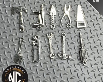 10pc Miniature Tools 1:18 Scale Charms Accessories Diorama Model by Nagscraft