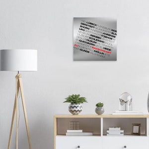 Your federal state on high-quality aluminum print, Schleswig-Holstein, Bad Schwartau, black or white, wall panel, floating attachment