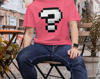 8-Bit Question Mark Women's T-Shirt: Retro Mario Gamer Tee