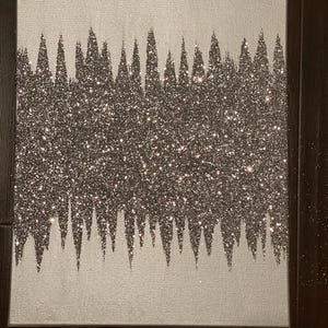Silver Glitter Embellished Ready to hang Sparkle Wall Hanging Home Decor