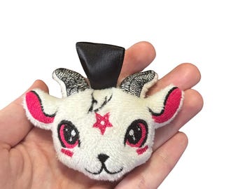 Baby Baphomet – Black or White Plush Keychain – Gothic Curiosity Accessory
