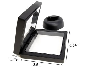 Black or White Square or Rectangle Floating Display Case with Base