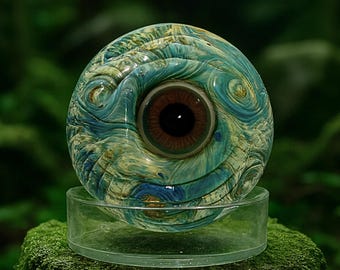 Glaring Orb - 32mm Handmade Glass Marble - Collectible Lampwork Borosilicate Art Glass Eye