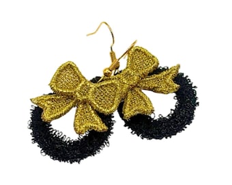 Customizable Embroidered Lace Earrings –  Gothic Coquette Accessory