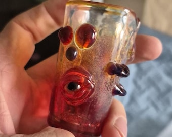 Infernal Witness – 1oz Handmade Borosilicate Shot Glass – Gothic Curiosity Decor
