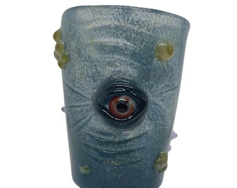 Gurgling Watcher – 2.5oz Handmade Borosilicate Shot Glass – Gothic Curiosity Decor