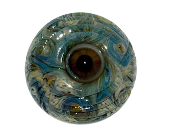 UV Reactive Handmade 32mm Boro Glass Marble | "Glaring Orb"