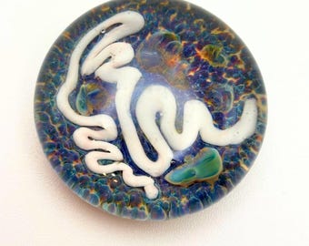 Astral Entrails – Handmade Borosilicate Glass Cabochon – Gothic Paperweight Decor