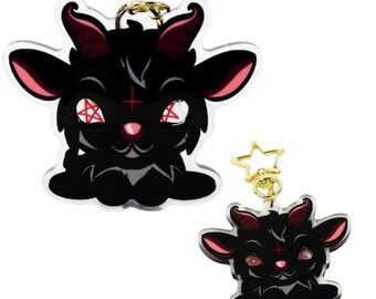 Baby Baphomet – 2-1/2" Acrylic Shaker Keychain – Gothic Curiosity Accessory