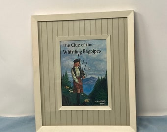 Framed Nancy Drew Book Cover Upcycled Vintage 41 The Clue of the Whistling Bagpipes