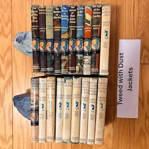 May include: A collection of nineteen Nancy Drew mystery books by Carolyn Keene, published by Grosset & Dunlap. The books feature various spine colors and titles, including The Secret of the Old Clock and The Quest of the Missing Map. A white card reads Tweed with Dust Jackets.